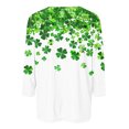 thumbnail image 4 of lcziwo St Patricks Womens Shirt Irish Lucky Clover Print T-Shirt Tops Crewneck Green 3/4 Sleeve Tunic Blouses Shamrock Top 2025 Green,M, 4 of 5