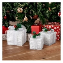 Gift Boxes Decorative 3pcs Set, 7-6-5in White Nesting Boxes for Christmas Decor, Holiday Gift Packaging, Garden Home Ornament