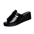 thumbnail image 3 of Women's Wedge Slide Sandals Peep Toe Thick Platform Heel Casual Summer Beach Mules for Women Comfortable Slip On Shoes, 3 of 10