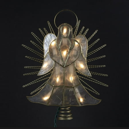10 lighted capiz angel with sunburst rays christmas tree topper clear lights - Lighted Christmas Tree Toppers 10 lighted capiz angel with sunburst rays christmas tree topper clear lights - Lighted Christmas Tree Toppers