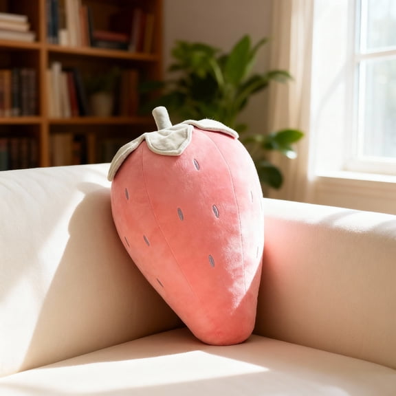 Toy Strawberry Pillow Realistic Fruit- Cuddly Stuffed Animal for Indoor Use Great for Kids and