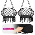 thumbnail image 3 of Hanging Chair,Handwoven Cotton Rope Hammock Cradle Chair with Soft Cushion and Mounting Hardware,330 Pounds Capacity Swing Chair for Bedroom,Living Room,Yard,Garden, Balcony,Indoor/Outdoor,Black, 3 of 7