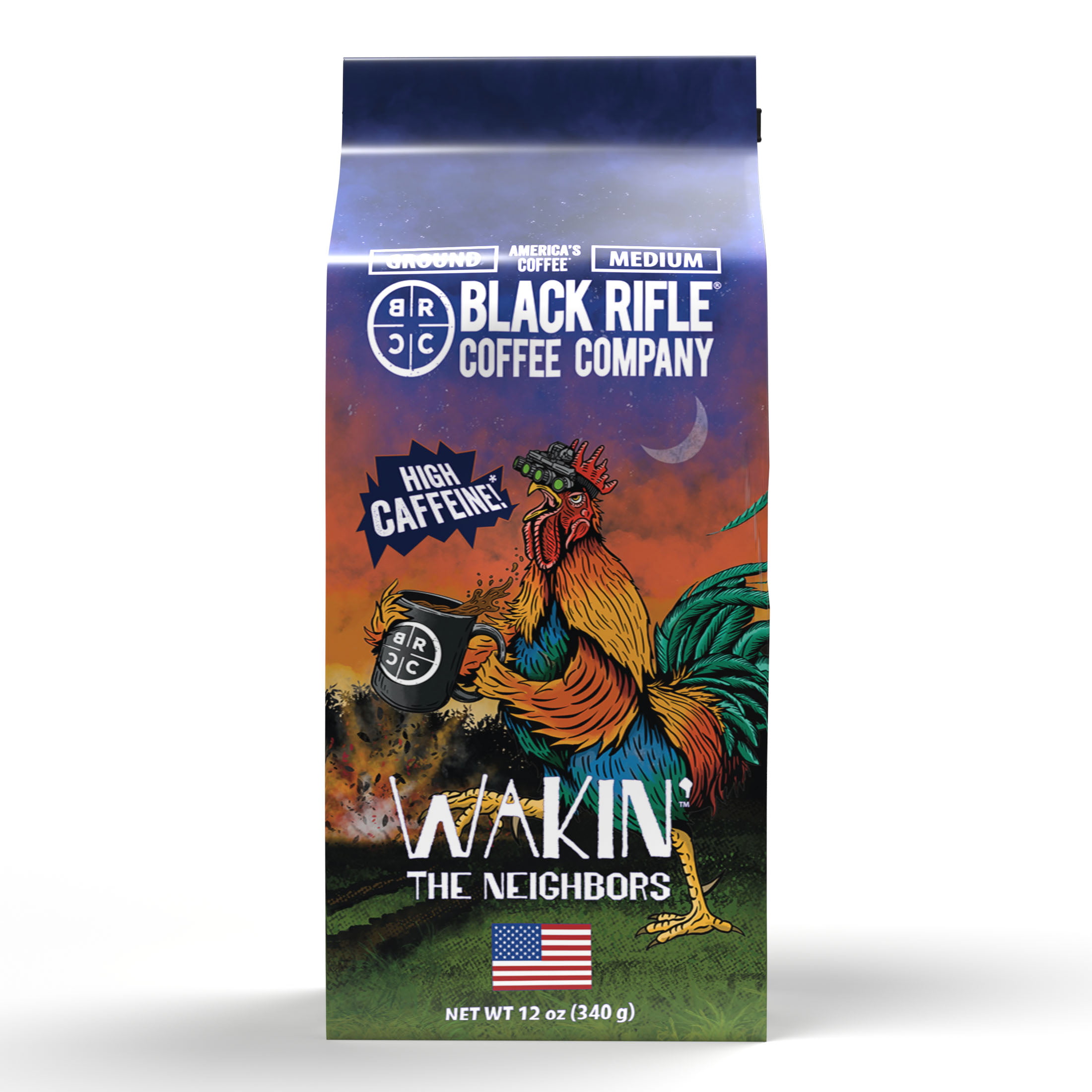 Black Rifle Coffee Company Wakin the Neighbors Extra High Caffeine, Medium Roast, Ground Coffee, 12 oz