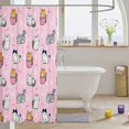 thumbnail image 3 of Manfei Cute Cartoon Kitten Shower Curtain 72Wx72L, Lovely Cat Paw Bathroom Curtain, Pink White, 3 of 5