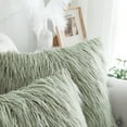 thumbnail image 4 of Home Soft Things Mongolian Faux-fur Pillow Covers Luxury Fluffy Throw Pillow Case Decorative Fuzzy Cushion Cover, No Pillow Insert, Set of 2 - Desert Sage - 20" x 20", 4 of 6
