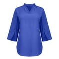thumbnail image 5 of hxobax Womens Casual Work Blouses Henley V Neck Tunic Tops Trendy Split 3/4 Length Sleeve Tee Shirts, 5 of 6