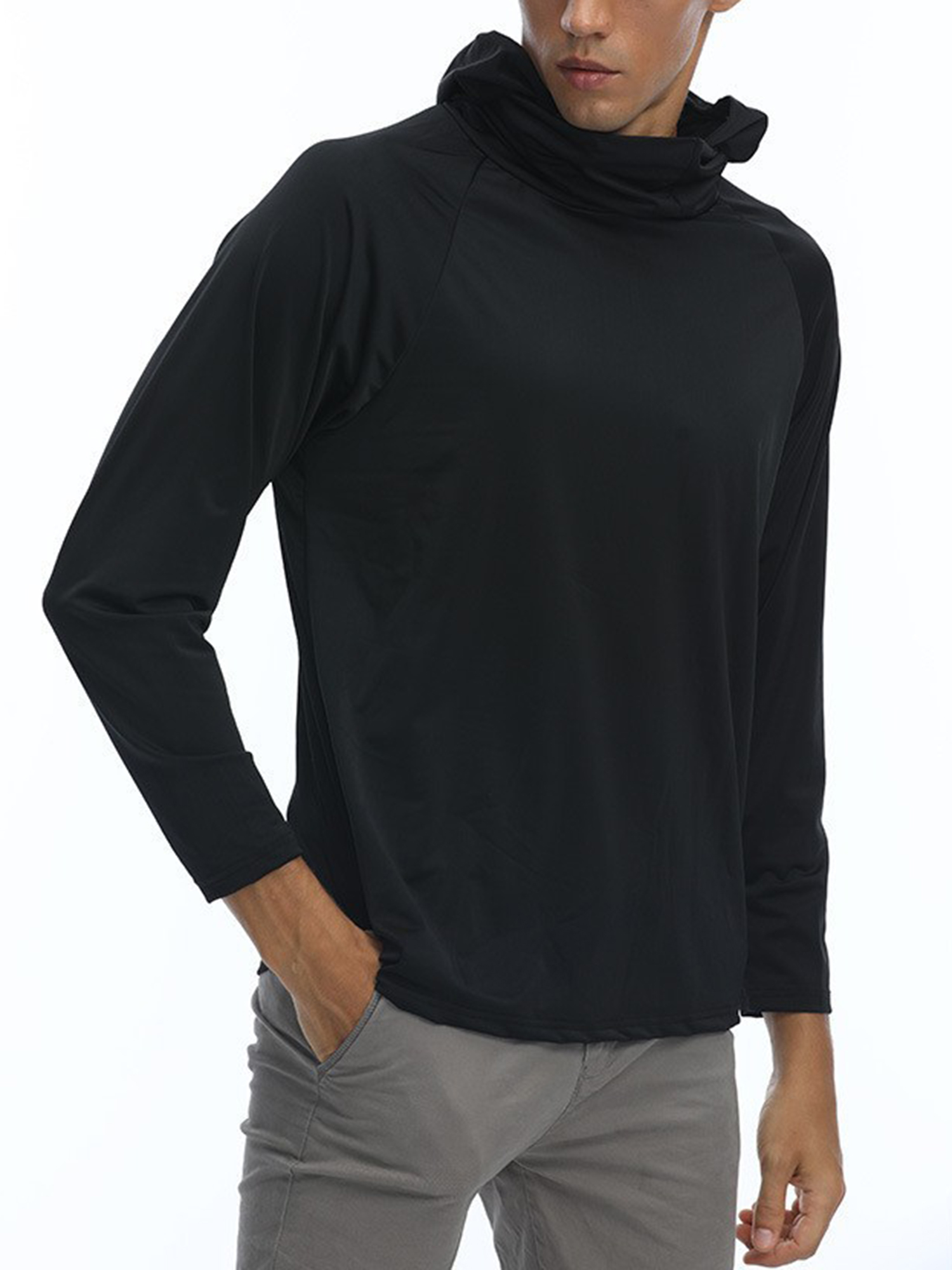 Pudcoco Men UPF 50+ Sun Protection Outdoor Lightweight Hoodie Jacket Long Sleeve Hiking