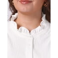 thumbnail image 5 of DARING DIVA Women's Plus Work Office Button Down Shirt Ruffle Stand Collar 2X White, 5 of 7