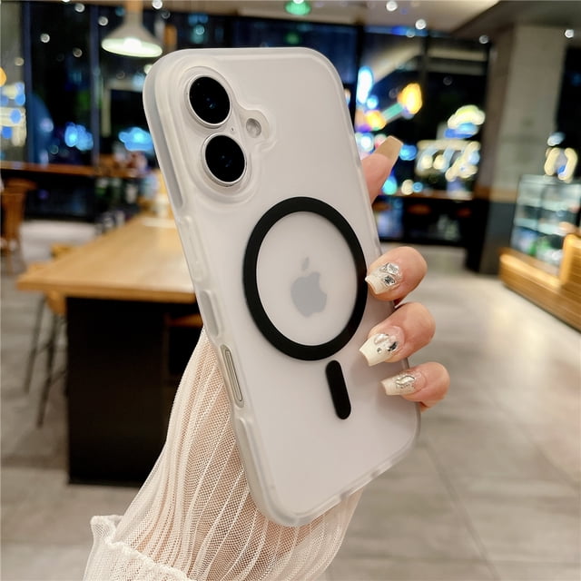 Translucent Matte For Magsafe Magnetic Wireless Charge Case For iPhone 16 Pro Max 15 14 13 12 Soft Jelly Bumper Shockproof Cover Black For iPhone 14 ProMax