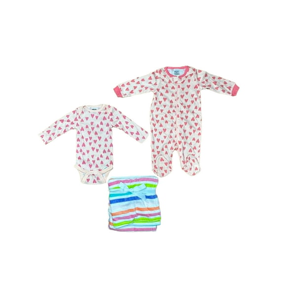 Kit 3 Piezas Bebé Niña Onesies Mameluco, Pañalero y Cobija Multicolor OP2209HK