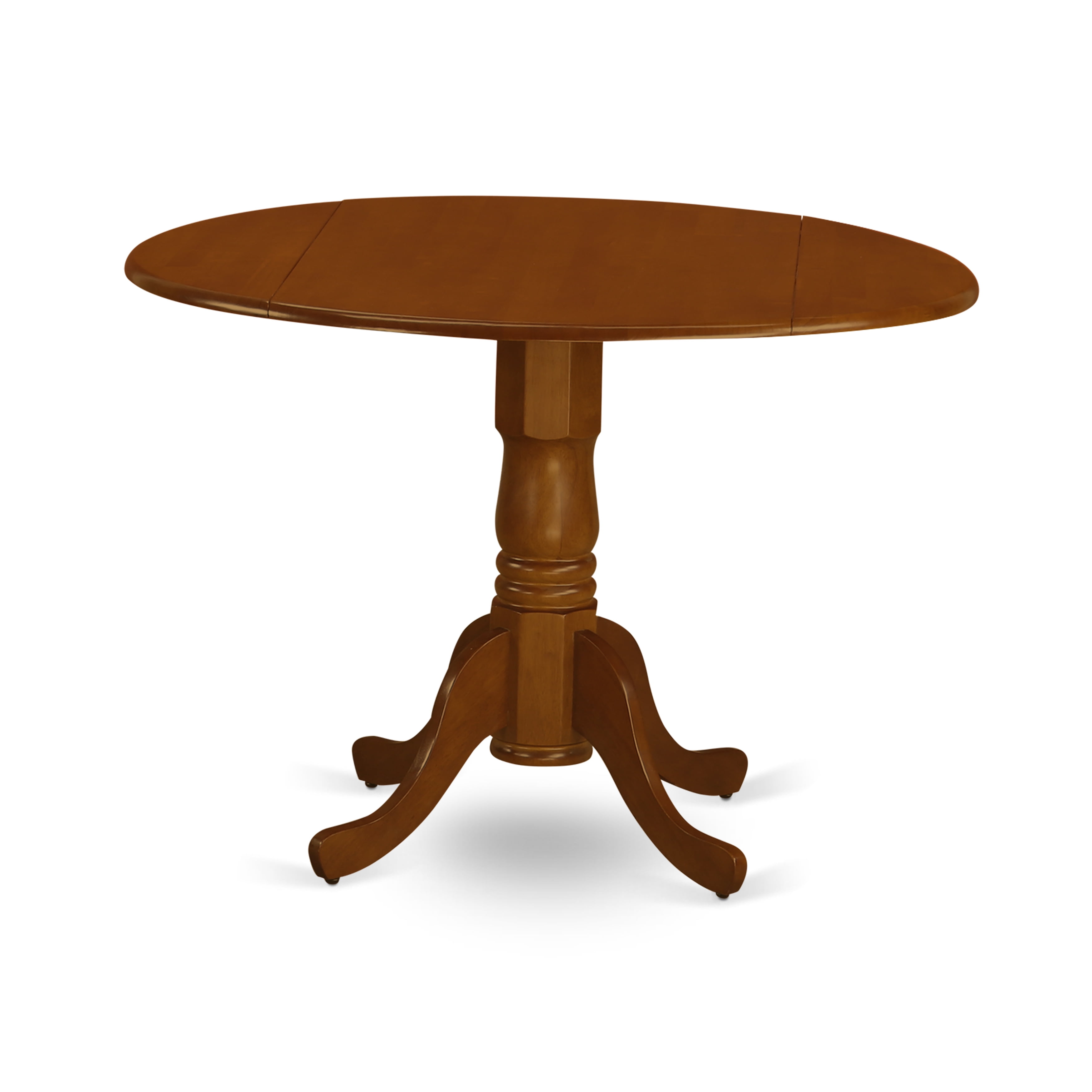 East West Furniture Dublin Wood Dining Set w/ Linen Fabric Seat in Brown