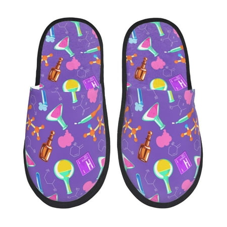 Balery Chemistry Tools Slient Indoor Furry Fleece Comfort House Shoes Soft Non-Slip Home Shoes Cotton slippers House Slippers-- Large