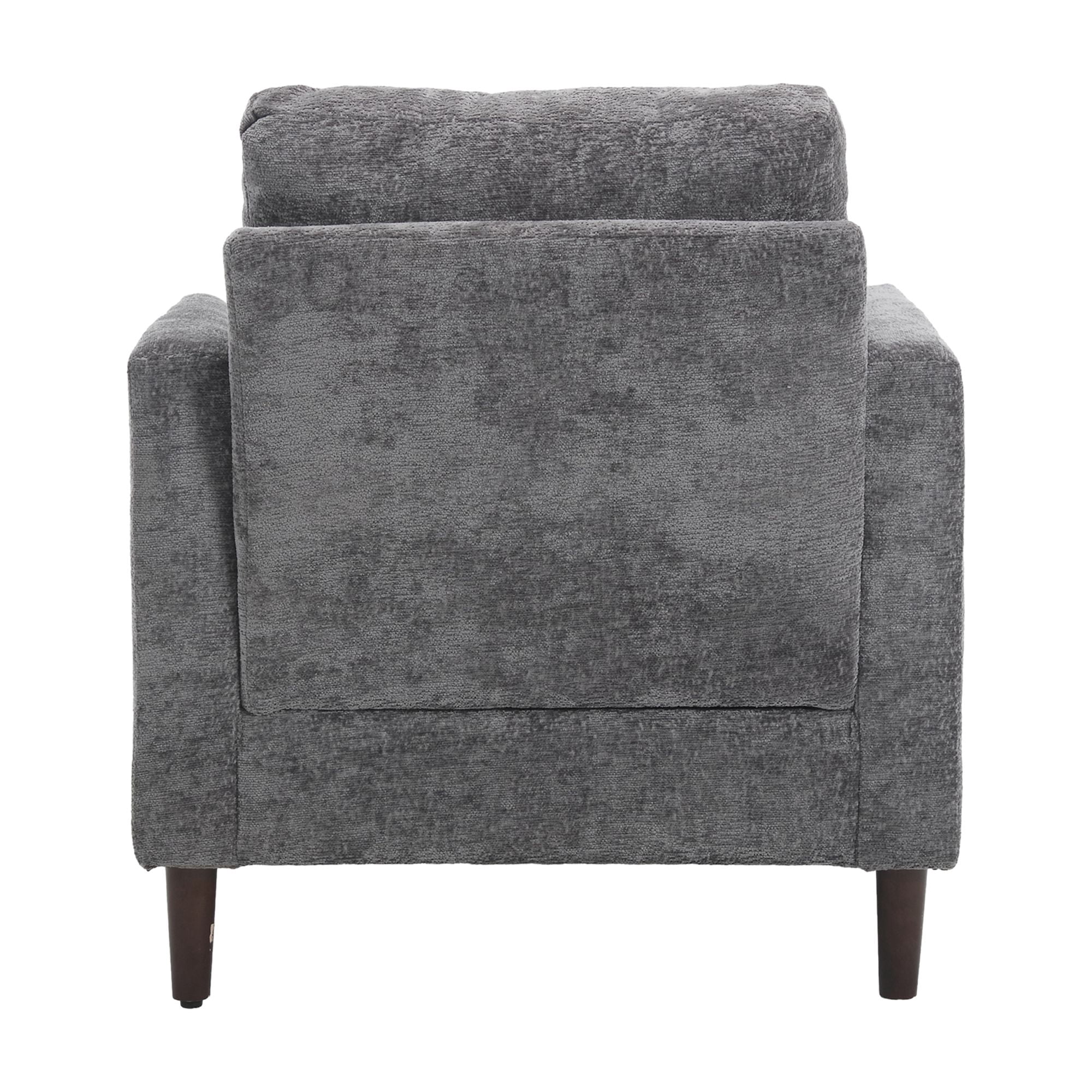 MAYEERTY Wood Frame Armchair, Modern Accent Chair Lounge Chair Tufted Club Chair, Mid Century Modern Arm Chairs with Studded, Solid Wood Frame, for Bedroom, Reading (Gray Chenille)
