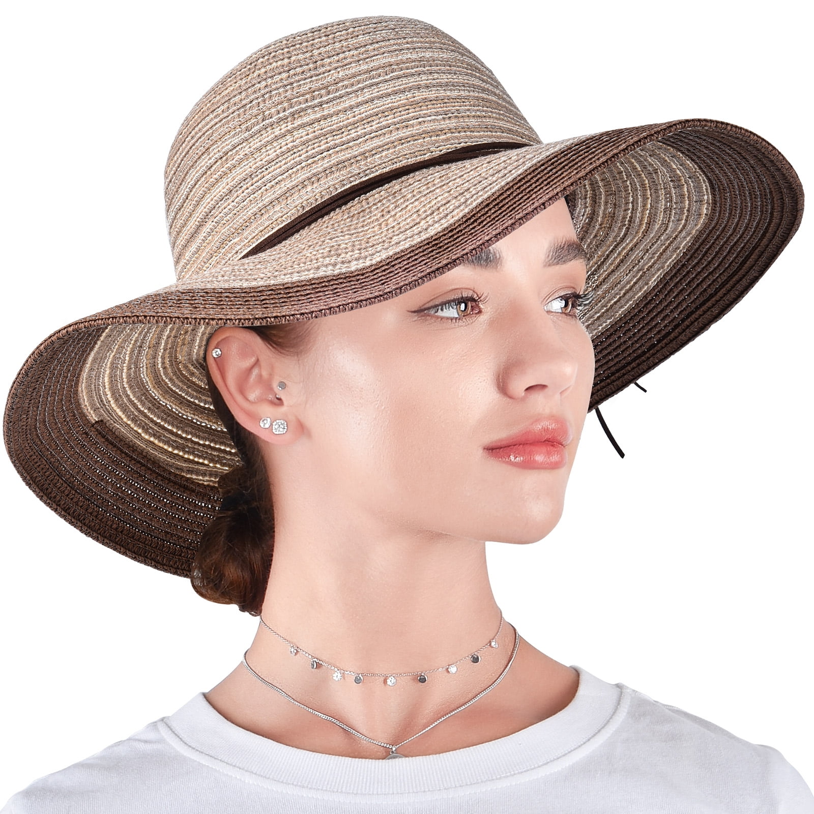 Vbiger Beach Hat Wide Brim Hat Foldable 