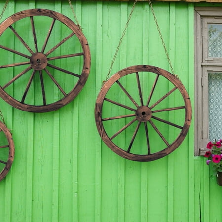 Costway Set Of 2 30 In Decorative Vintage Wood Garden Wagon Wheel