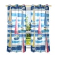thumbnail image 6 of Yayeee Window Curtains Light Filtering 63"x52" Grommet Panel Pair Home Living Room Decor, Green Sailboats, 6 of 7