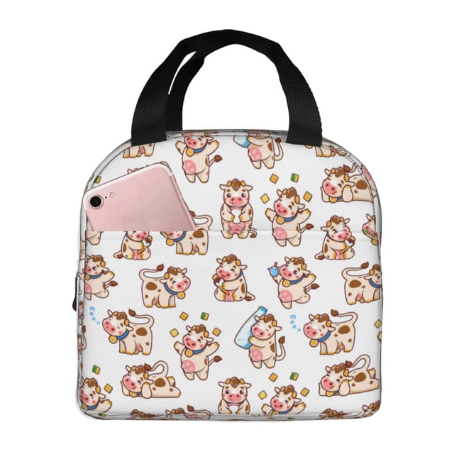 Easygdp Farm Cow Animal Bolsa Térmica Premium - Tela Oxford Impermeable, Gran Capacidad, Bolsillo Frontal, Unisex para Trabajo, Escuela, Actividades al Aire Libre y Picnics