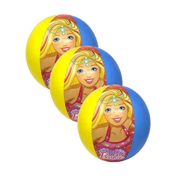 Girls Barbie Beach Ball Inflatable 13.5" 3-Pack Set Pool Party Favor