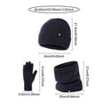 thumbnail image 2 of TOOYOU Winter Hat Autumn And Winter Fashionable Warm Thickened Wool Hat Scarf Glove Three Piece Set For Winter Outings And Leisure Activities Navy, 2 of 3