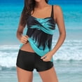 thumbnail image 4 of SELONE Women's Swimsuits Tummy Coverage 2 Piece High Waist Summer Plus Size 2 Piece Swimsuits Tankini Swimsuits with Skirt Bathing Suit Swimwear Blue M, 4 of 7
