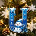 thumbnail image 3 of QISIWOLE Bluev Christmas U-Letter Ornaments with Snowman Design, 3.15 Plastic Initial Alphabet Hanging Ornament, Personalized Gift for Christmas Tree Indoor Home Decor, 3 of 7