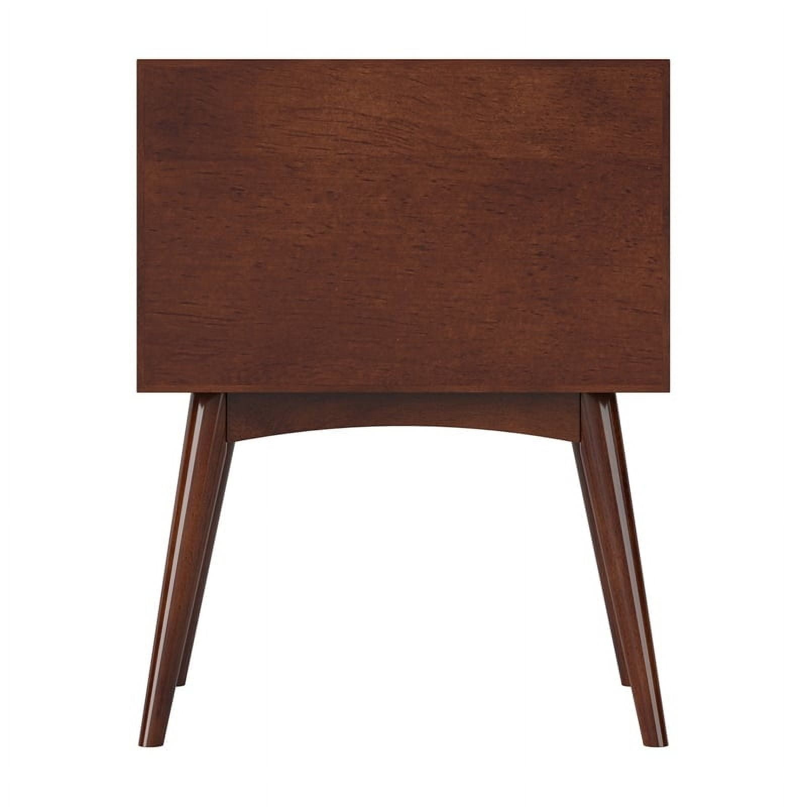 AFI Pasadena Solid Wood Mid-Century Modern Nightstand with 2 Drawers, Walnut