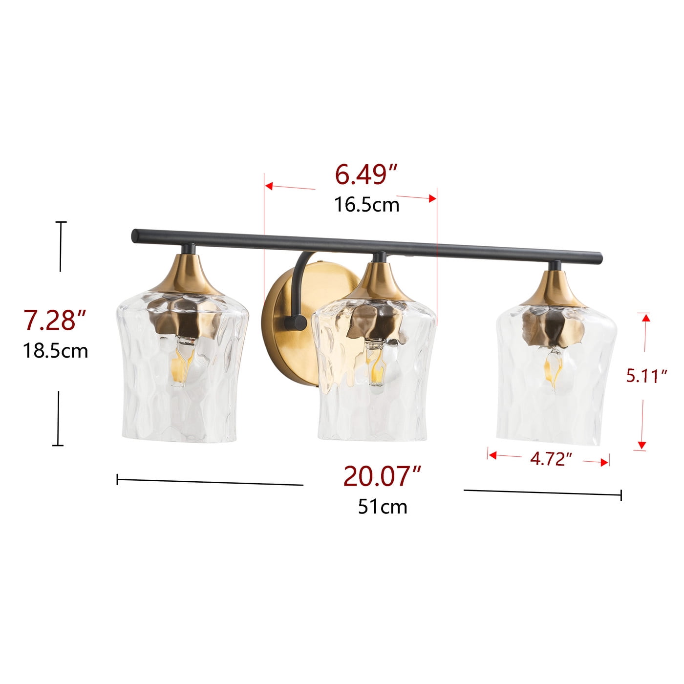 Aiwen Gold Brushed Crystal Vanity Light Fixture 3-Light Modern Bathroom Light Fixture over Mirror Vintage Wall Sconce