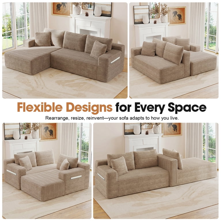 Aukfa 95" Cloud Sectional Sofa, L-Shaped with Chaise & Storage photo 8