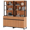 thumbnail image 7 of WAMPAT 2-Piece Modern 72" Tall Library Bookcases with Metal Base & Adjustable Shelves, Wood Bookshelves with Storage Cabinet & Open Shelves for Home Office & Living Room, Mocha, 7 of 7