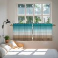 thumbnail image 4 of Teal Brown Tier Curtains, Rustic Vintage Abstract Ombre Wooden Plank Light Filtering Kitchen Curtains, 2Pcs Rod Pocket Half Window Treatments Panels for Sink Cafe Cabinet Camper 27.5x24 Inches, 4 of 9