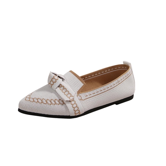 UTTOASFAY Women's Flat Shoes,Solid Color Casual Walking Shoes,Com-fortable Flat Heel Slip-On Shoes,Lightweight Everyday Footwear