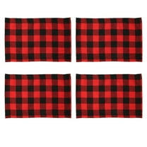 Jierger Set of 4 Christmas Decorations Gingham Placemats，Plaid Checkered Placemats Black & White Checker Quality Thin and Placemats for Outdoor Indoor Home Party Kitchen Dining Decor