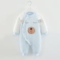 thumbnail image 2 of Infant Boys Girls Warm Jumpsuit Unisex Organic Cotton Long Sleeve Button Coverall Newborn 𝐎ne-piece Romper, 2 of 4