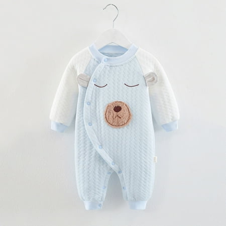 

Boys Girls Long Sleeve Cartoon Prints Romper Warm Jumpsuit