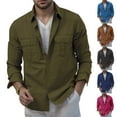 thumbnail image 4 of Men's Button Down Shirt Jacket Lightweight Casual Long Sleeve Shirts Shacket Fashion Overshirts with Flap Pockets, 4 of 5