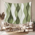 thumbnail image 2 of Sage Green Stripes Tapestry for Bedroom Wall Hanging Tapestry, Retro Farmhouse Abstract Ripple Ceiling Backdrop Tapestries Poster Blanket Wall Decor for Teens Room Living Room Dorm 59" x 79", 2 of 8