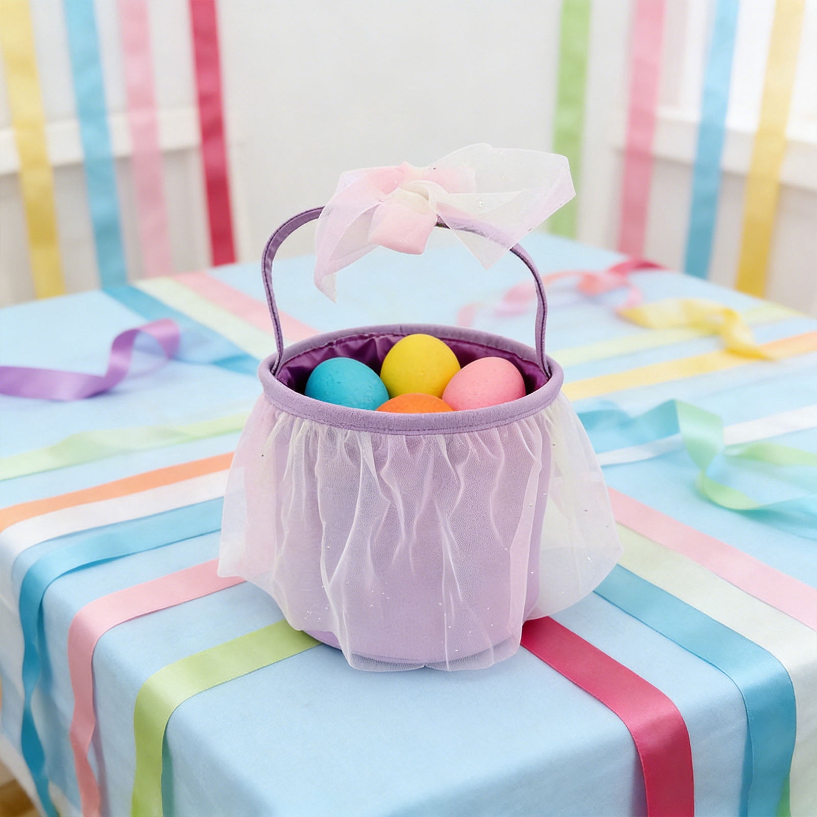 Lunxisen 4 Pcs Easter Basket Bag Decorative Gift Storage Organizer for Holiday Party Home Decor
