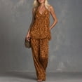 thumbnail image 3 of adaychics Two Piece Summer Sets for Women Cheetah Print Loose V Neck Sleeveless Tops Chiffon Trousers for Date, 3 of 6
