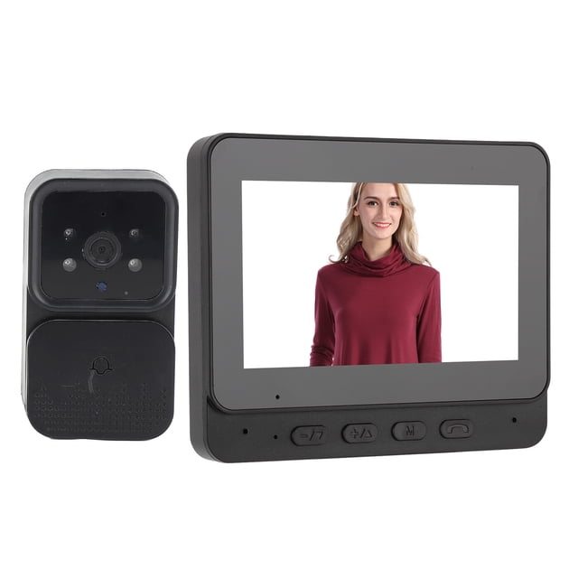 Cámara de Timbre de Video Inteligente, de Intercomunicador de Videos Wifi Inalámbrico de Videos de 70 Grados Angle Ags 2 vías Audio Con Monitor para el Hogar