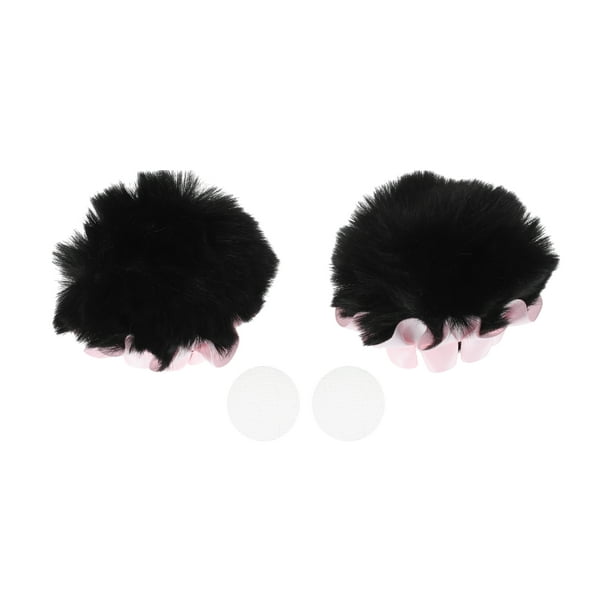 Accesorios para Casco de Motocicleta Decoración Moño con Encaje Rosa para Casco de Motocicleta Bicicleta Esquí Pegatina de Terciopelo Negro 2 Juegos