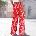 thumbnail image 5 of Jxximdong Palazzo Pants for Women, Petite High Waist Wide Leg Summer Beach Vacation Pants Boho Casual Palazzo Trousers, Red Womens Casual Trousers, 5 of 7