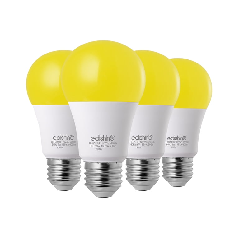 EDISHINE Dusk to Dawn Bug Light A19 LED Bulbs, 4-Pack photo 1