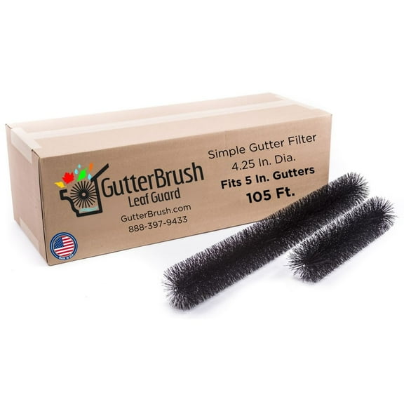 Gutter Guards For Standard 5 Inch Gutters - 105 Ft. Pack 4.25 In. Diameter Brush Gutter Leaf Filter