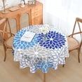 thumbnail image 3 of Round Tablecloth 60 Inch, Spring Summer Dahlia Pinnata Waterproof Table Cloth, Table Cover for Party Picnic Dinner Decor, Blue, 3 of 6