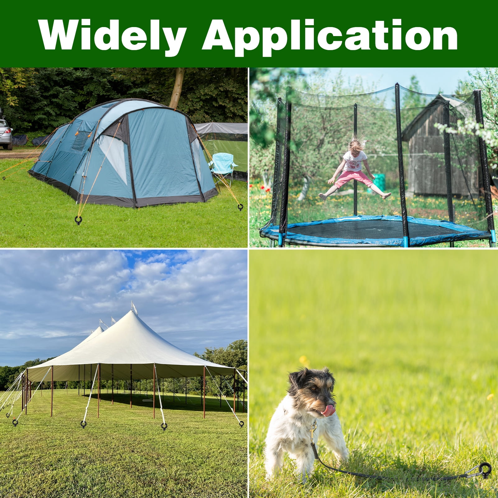 cyrico Ground Anchors Heavy Duty, Swing Set Anchor Kit 18 inch 4 Pack Screw in Earth Anchors Trampoline Stakes High Wind Metal Auger Anchor for Shed Tent Carports Securing Animals Camping Mobile Home