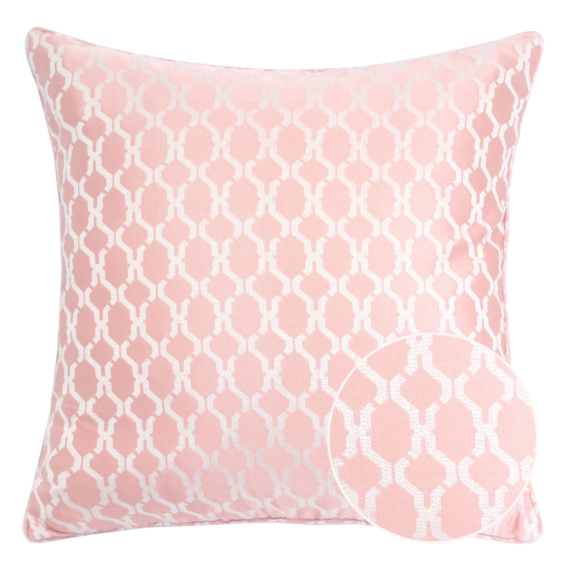 Amelia Rose-Pink Geometric Polyester 20 in. x 20 in Throw Pillow (Set of 2)
