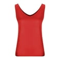 thumbnail image 5 of CFLVAEK Satin Tank Tops for Women Dressy Casual V Neck Going Out Tops Comfy Sleeveless Shirts Solid Color Soft Tank Top Red M, 5 of 7