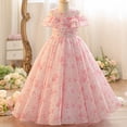 thumbnail image 6 of ITSAME Girls Floral Dress Smocked Waist-Cinching Flowy Ruffle Pageant Princess Birthday Party Gown Pink Size 6, 6 of 9