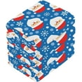 thumbnail image 4 of SKYSONIC Christmas Santa Claus Washcloths Set of 4, Highly Absorbent Soft Cotton Fingertip Towels for Bathroom, Kitchen, Gym, Spa, Home Decor, 12x12 Inch, 4 of 7