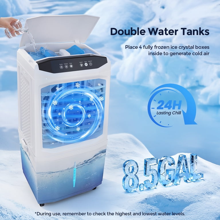 Evaporative Air Cooler,1500 CFM Portable Air Cooler Fan with 4 Ice